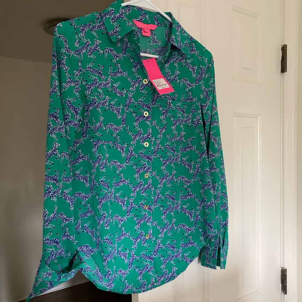NWT lily pulitzer sea view button down heebie zeebies